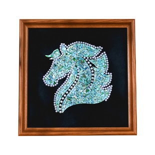 马年新年元宵螺钿金箔相框画手工diy材料包装饰品珍珠画活动礼物