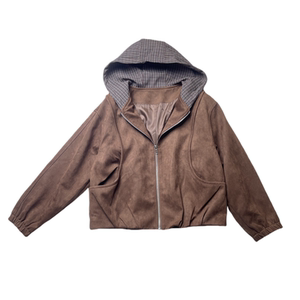 黄花鱼9052正品秋季新款鹿皮绒外套大码女装连帽开衫运动休闲上衣