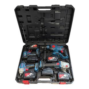 锂电四件套工具箱充电电锤电动扳手角磨机电钻套装两/三/件套塑箱