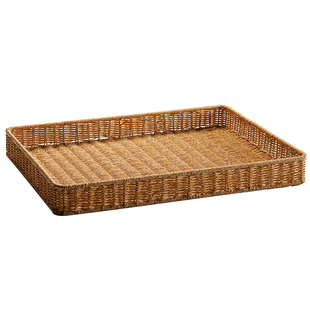 浦澜仿藤编水果篮子面包蔬菜收纳筐方形陈列展示框家用馒头馍托盘