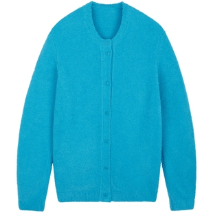 JNBYHOME江南布衣25秋圆领针织衫半边绒外套家居服开衫上衣睡衣女