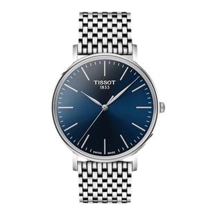 Tissot天梭魅时系列蓝盘石英钢带手表情侣对表