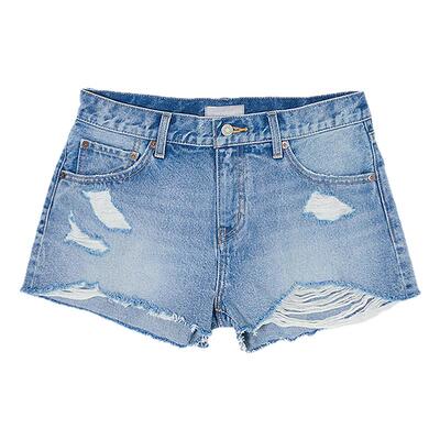 MOUSSY 2026夏季新品丹宁风破洞毛边牛仔阔腿短裤女010JS711-5271