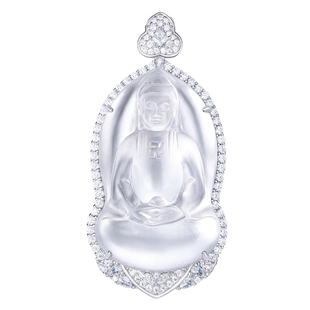 VISING珠宝天然石英质玉水沫玉释迦摩尼佛大日如来吊坠项链毛衣链