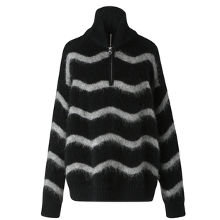 【贾玲同款】IIIVIVINIKO“貉绒纱线”波浪条纹多巴胺针织套头衫