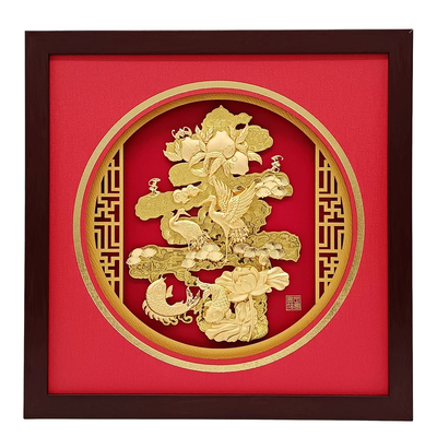 铜礼阁金箔松鹤寿桃祝寿摆件
