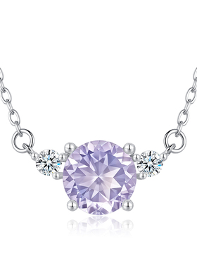 正品·天然紫玉晶吊坠纯银锁骨链