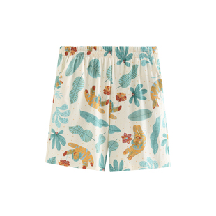 芬腾纯棉睡裤女士夏季薄款可外穿海边风沙滩裤五分短裤休闲居家裤