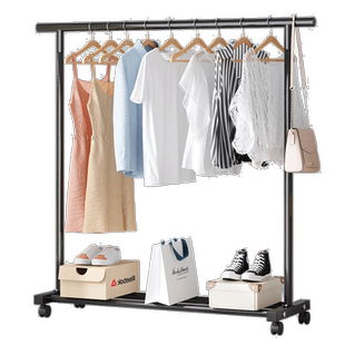 晾衣架落地家用卧室简易阳台挂衣服架子室内卧室晾晒单杆式衣帽架