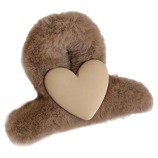 秋冬毛绒抓夹女高级感2025新款发量少中号发夹后脑勺鲨鱼夹子头饰