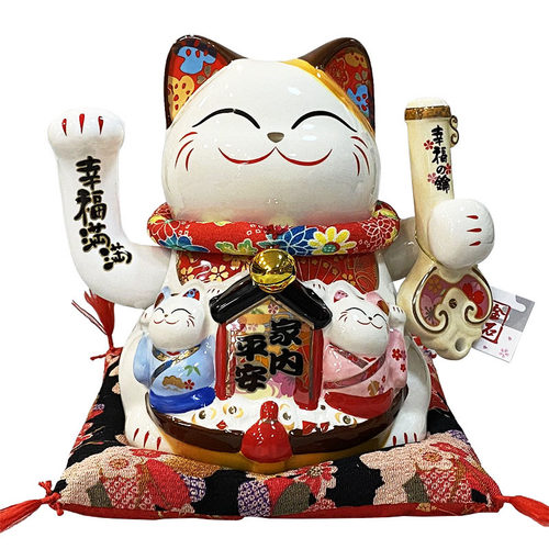 金石工坊家内平安电动招手右手摇招财猫陶瓷摆件新房乔迁大吉礼品