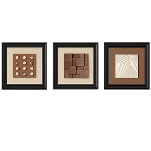 立体胡桃木实木挂画中古客厅装饰画法式沙发背景墙壁画餐厅玄关画