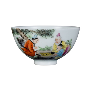 钟家窑功夫茶杯主人杯单杯手绘粉彩人物乐在其中个人杯景德镇茶具