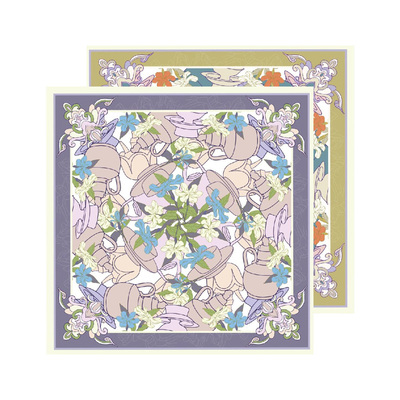 宝石蝶春季百搭双面异色真丝丝巾