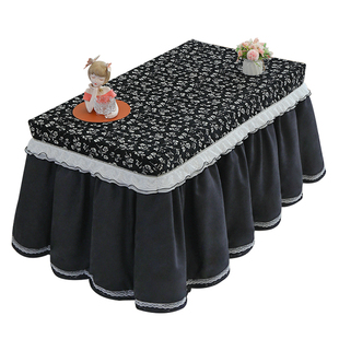 轻奢中古风黑色烤火罩长方形电暖炉烤火桌子罩套加绒加厚烤火桌罩