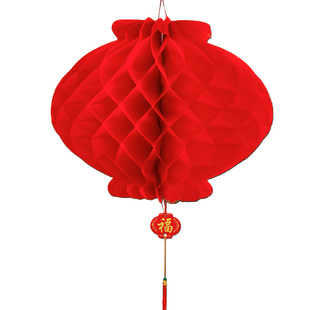 新年红小蜂窝纸灯笼2026新款结婚院子商场户外挂饰树过年装饰挂件