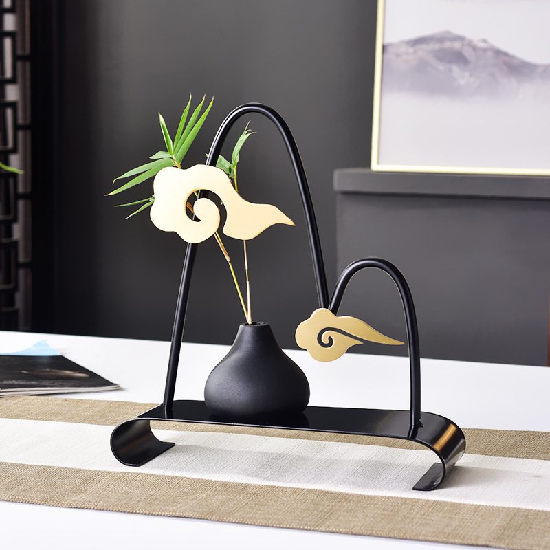 2025新中式金属树脂大工艺品会摆件所号酒店客厅轻奢众家用花瓶小