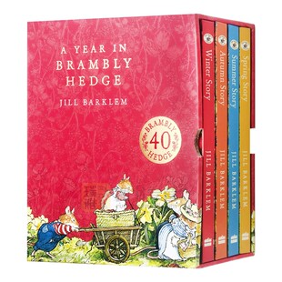 精装礼盒装野蔷薇村的一年4册 A Year in Brambly Hedge 英国田园画风 野蔷薇村的故事 进口英语童话故事书 Jill Barklem