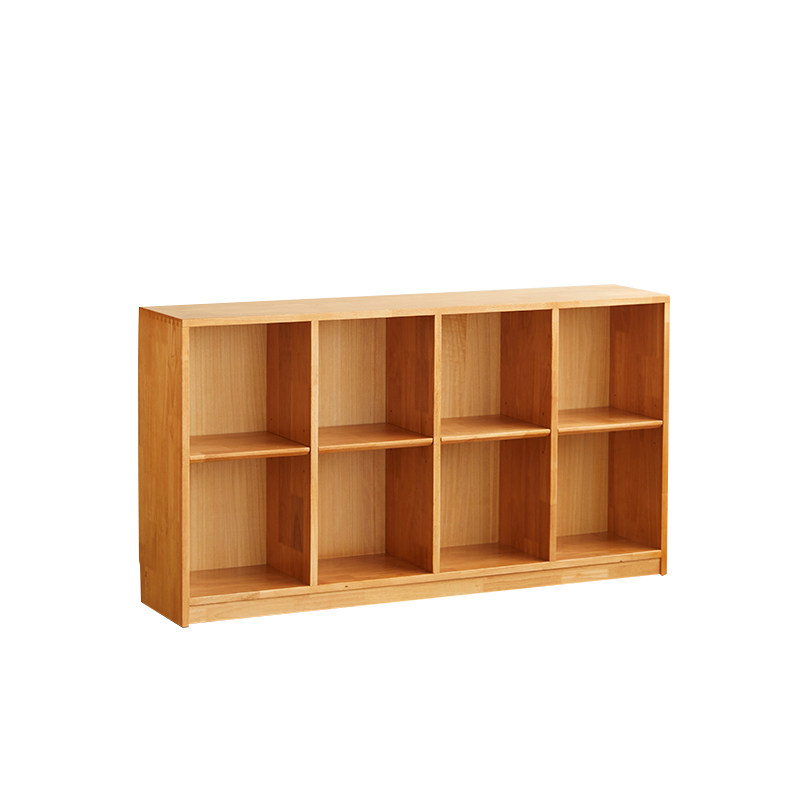 实木书柜组合矮柜落地樱桃木色格子柜榫卯抽屉储物柜书架一体定制