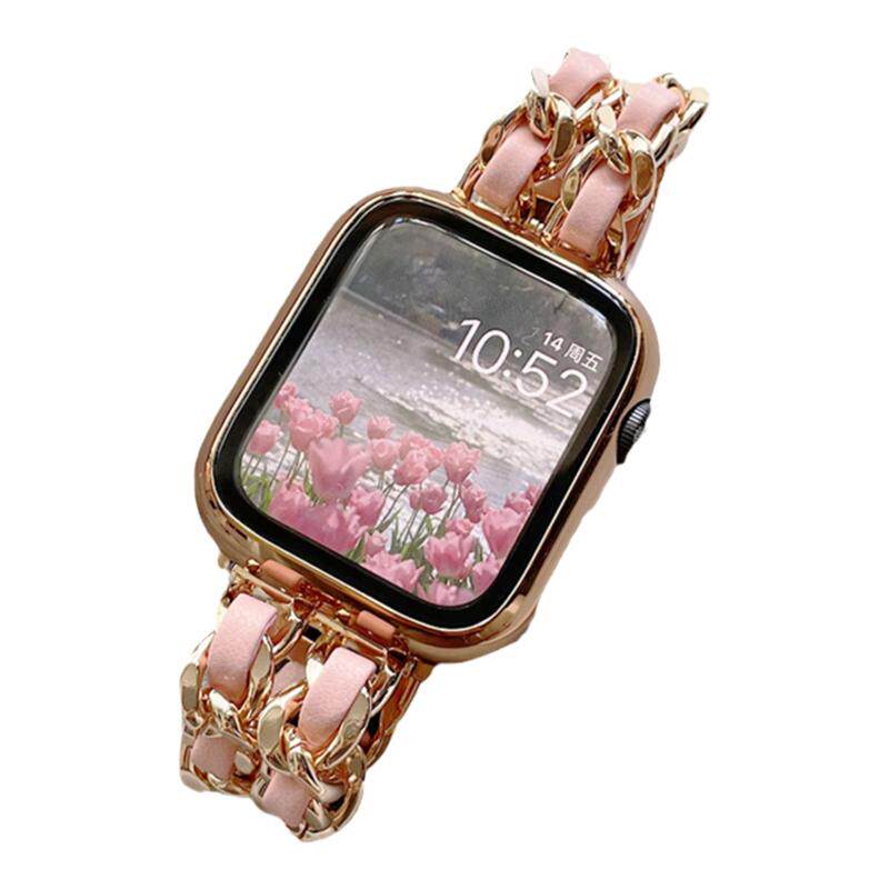 轻奢玫瑰金表带适用iwatch