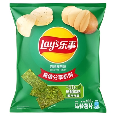 乐事岩烧海苔味零食原切薯片