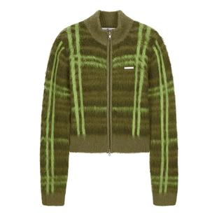 SLY 春季奶油复古彩色条纹拉链针织开衫女030HAY70-3501