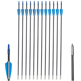 huwairen弓箭箭支玻纤真羽混碳纯碳传统合金反曲复合弓专业箭头