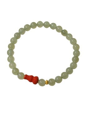 新中式和田玉朱砂葫芦手链