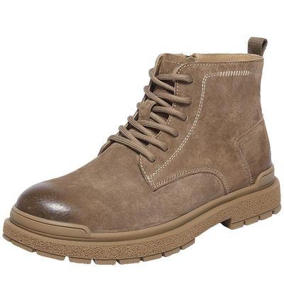 百丽男鞋厚底增高中筒工装靴男士2025冬新休闲马丁靴加绒A2170DD5