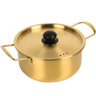 韩式泡面锅不锈钢拉面锅韩剧网红同款宿舍家用电磁炉燃气加厚汤锅