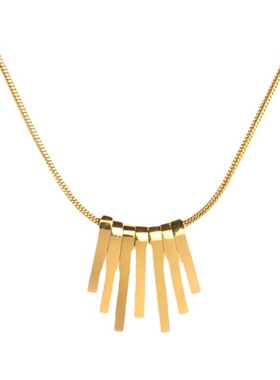 简约高级感不掉色扇形流苏钛钢项链女锁骨链轻奢小众设计颈链配饰