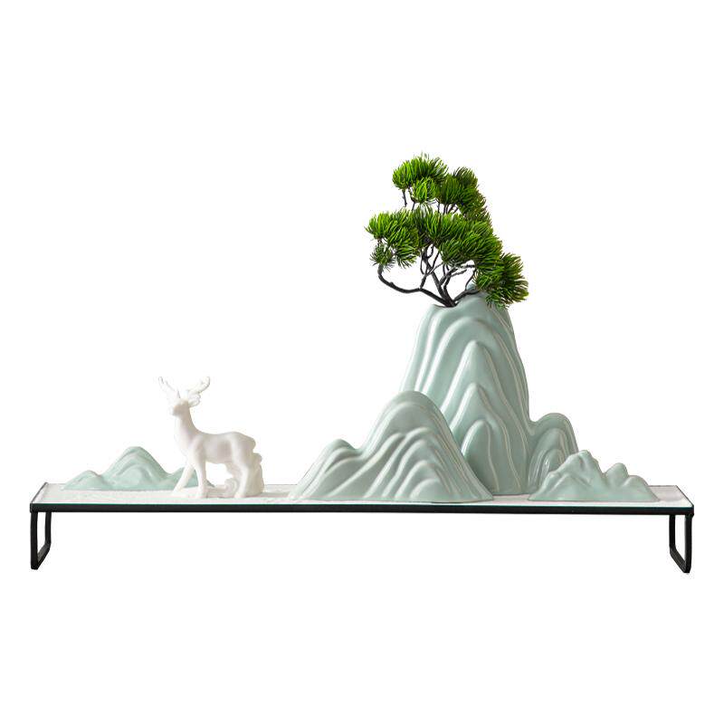 枯山水陶瓷装饰中式玄关客厅摆件