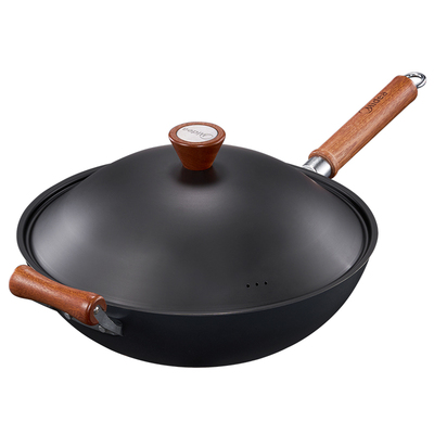 美的有钛铁锅炒锅炒菜锅无涂层家用加厚男士专用燃气灶凹面电磁炉