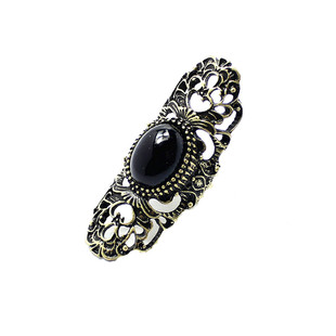 轻奢小众设计高级感个性潮时尚复古黑色宝石夸张金色食指戒指环女