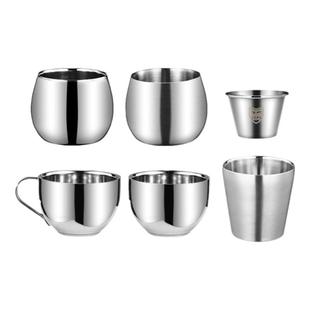 白酒2两杯不锈钢啤酒杯10m一l酒盅杯口杯双层家0用45536020二三