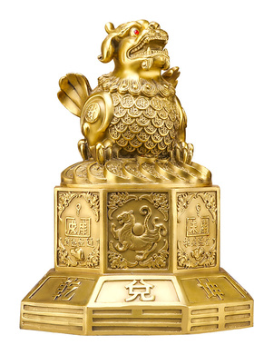 黄铜八方来乾坤收银台貔貅摆件
