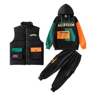 儿童装男童冬装套装2025新款中大童男孩加绒加厚秋冬季卫衣三件套