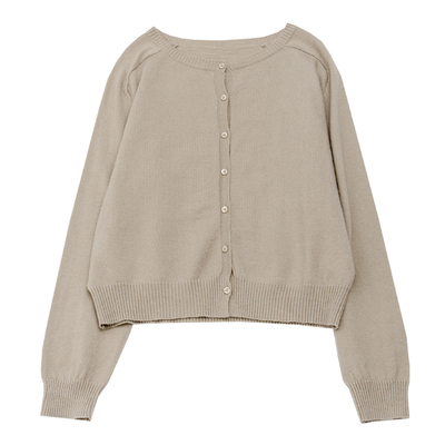 针织单排扣圆领开衫外套