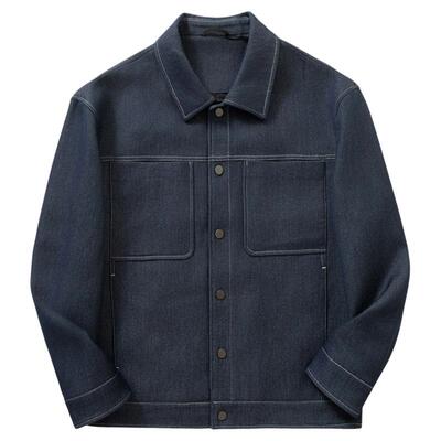 爱不释手！明线设计！外贸男装秋季时尚休闲翻领水洗牛仔夹克外套