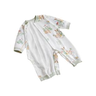 贝肽斯婴儿衣服秋季宝宝连体衣纯棉a类夹棉新生婴幼儿睡衣冬装