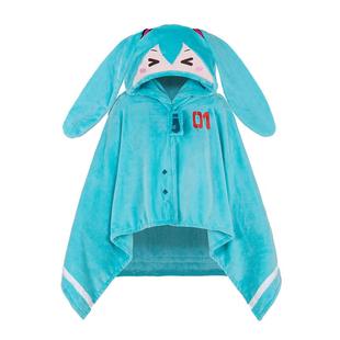 Moeyu初音未来多功能连帽空调毯miku冬季午休毛绒披肩小毯子周边