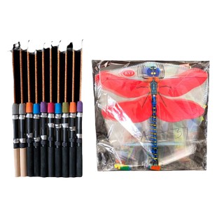 风筝儿童手持钓鱼竿风筝微风易飞潍坊新款迷你塑料小风筝金鱼蝴蝶