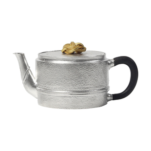 足银999纯手工一张打银壶竹节壶正把壶高端家用功夫茶具茶器 隐竹