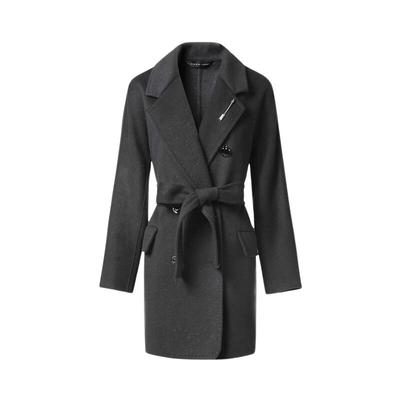 sdeer西装领双排扣双面呢大衣