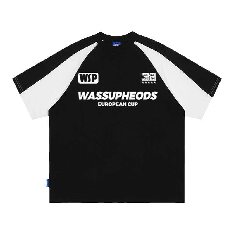 WASSUP经典复古插肩短袖男
