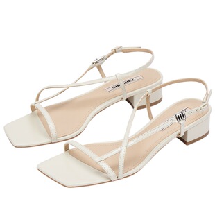 73hours女鞋Anya夏季新款低跟一字带露趾方头时装凉鞋女外穿