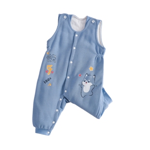 宝宝背带裤外出婴幼儿夹棉连体衣裆部按扣秋季小月龄婴儿棉裤初秋