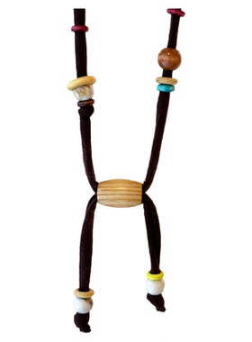 美拉德咖色木质串珠丝巾项链配饰