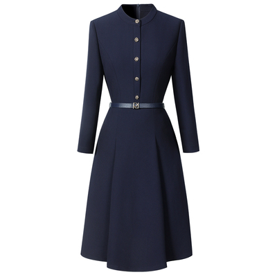 长袖职业A字连衣裙春秋气质修身显瘦柜姐工作服美容导购工装通勤