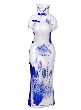 景德镇旗袍美女家居客厅装饰花瓶